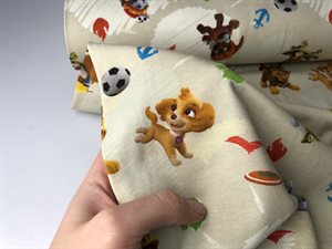 Bomuldsjersey - med Paw Patrol i beige